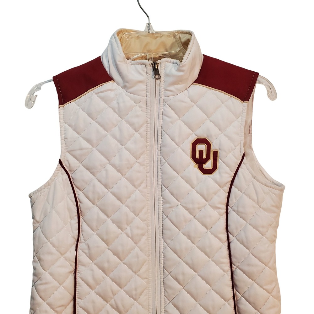 G-III Oklahoma Sooners Vest Puffer Quilted Full‎ Zip Sleeveless  Size S